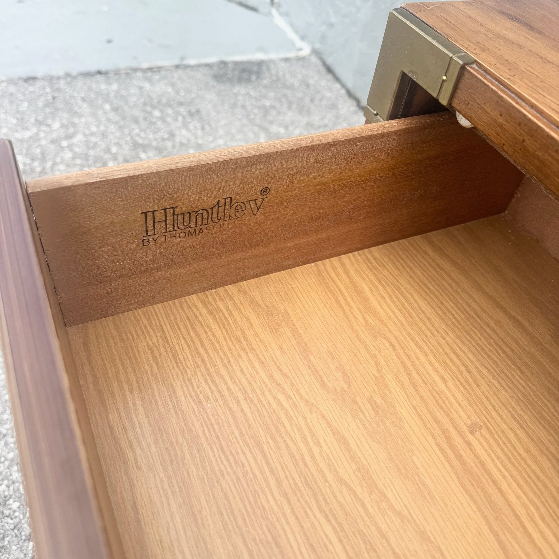 Vintage Huntley Campaign Desk by Thomasville Dolphin & Flamingo
