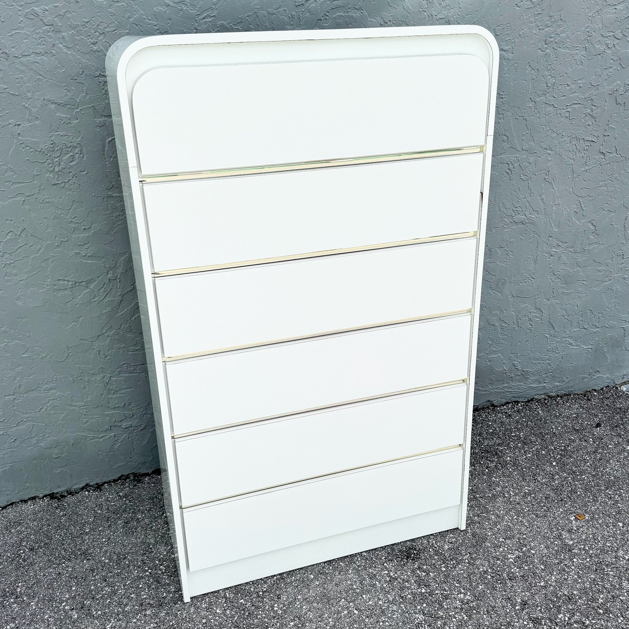 white waterfall dresser Postmodern Armoire with Brass Trim - furniture - by owner - sale Integrated USB ports can be found on either side FUFU&GAGA White 9-Drawer Standard Dresser