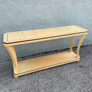 Vintage Art Deco Burlwood Console Table Dolphin & Flamingo