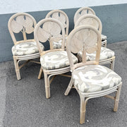 Boho Chic Sculpted Leaf Back Pencil Reed Dining Chairs - Set of 6 Dolphin & Flamingo