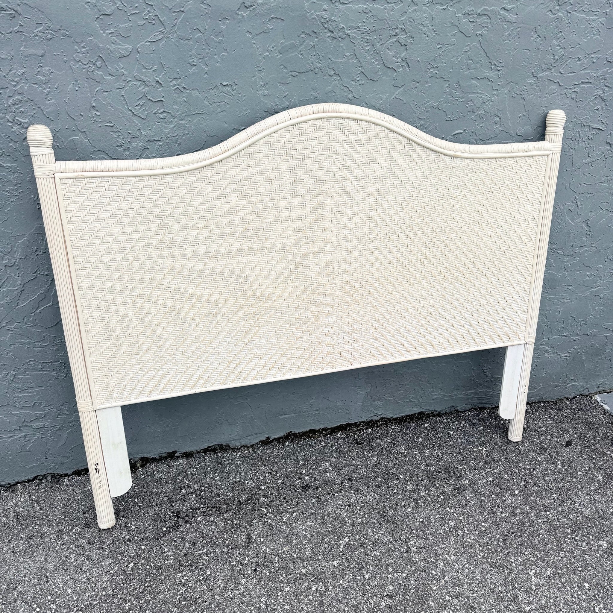 Vintage Boho Chic Wicker Queen Size Headboard Dolphin & Flamingo