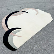 1980s Postmodern Pink Ball White and Gray Sculpted Rug Dolphin & Flamingo