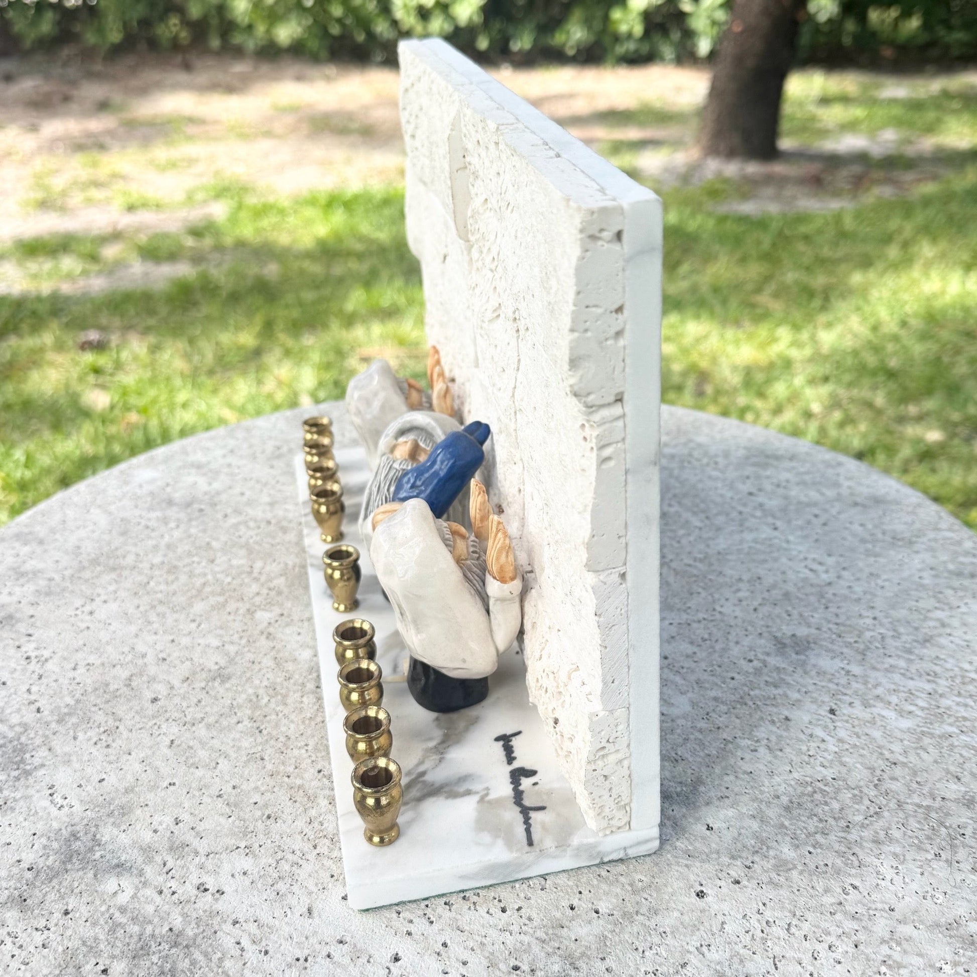 Vintage Israeli Wailing Wall/Kotel Menorah/Chanukia Dolphin & Flamingo