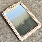 Postmodern Pink Tessellated Stone Pencil Reed Ribbon Wall Mirror