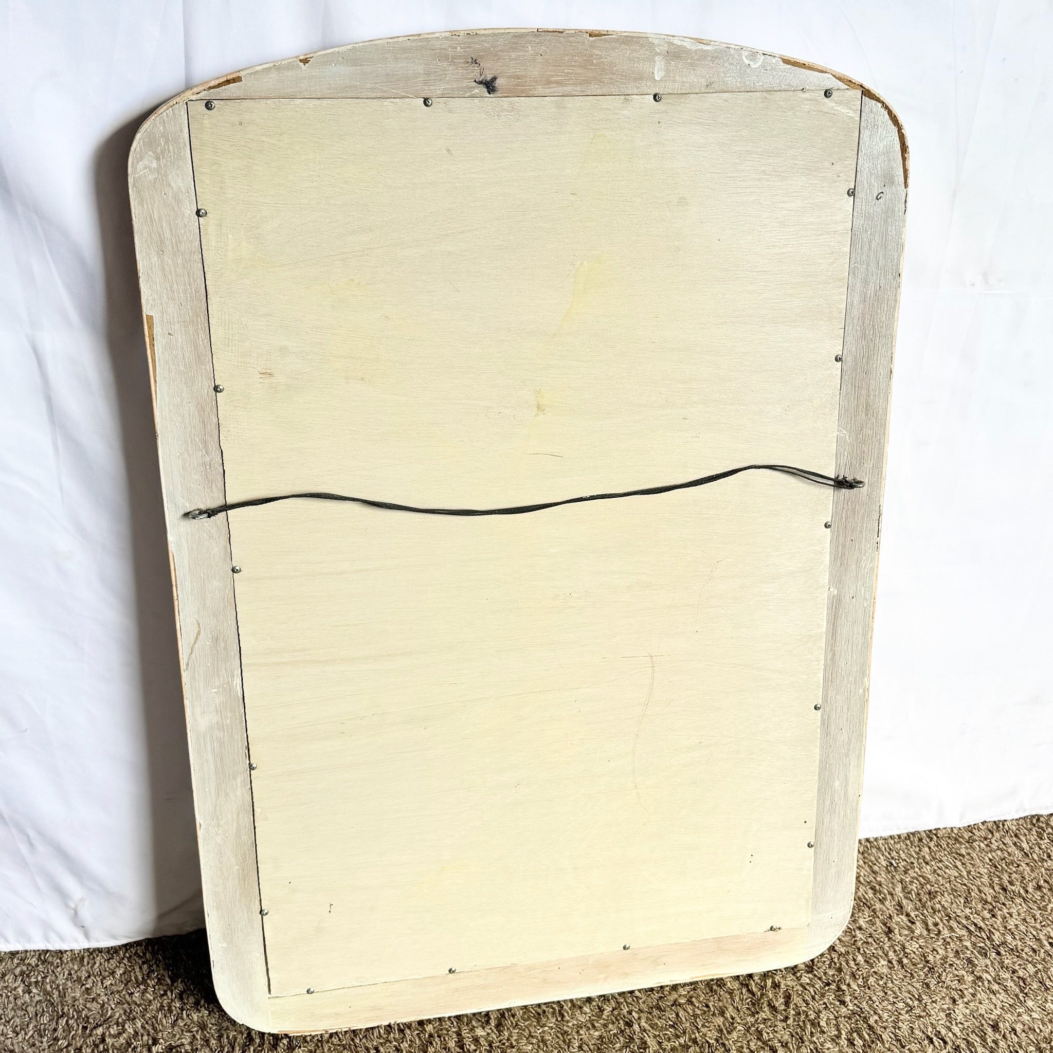 Postmodern Pink Tessellated Stone Pencil Reed Ribbon Wall Mirror