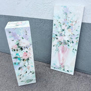 Vintage Textured Floral Painted Pedestal and Painting - 2 Pieces Dolphin & Flamingo