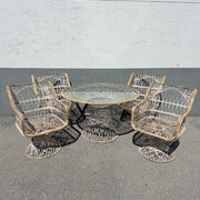 Mid Century Modern Spun Fiberglass Dining Set - 5 Pieces Dolphin & Flamingo