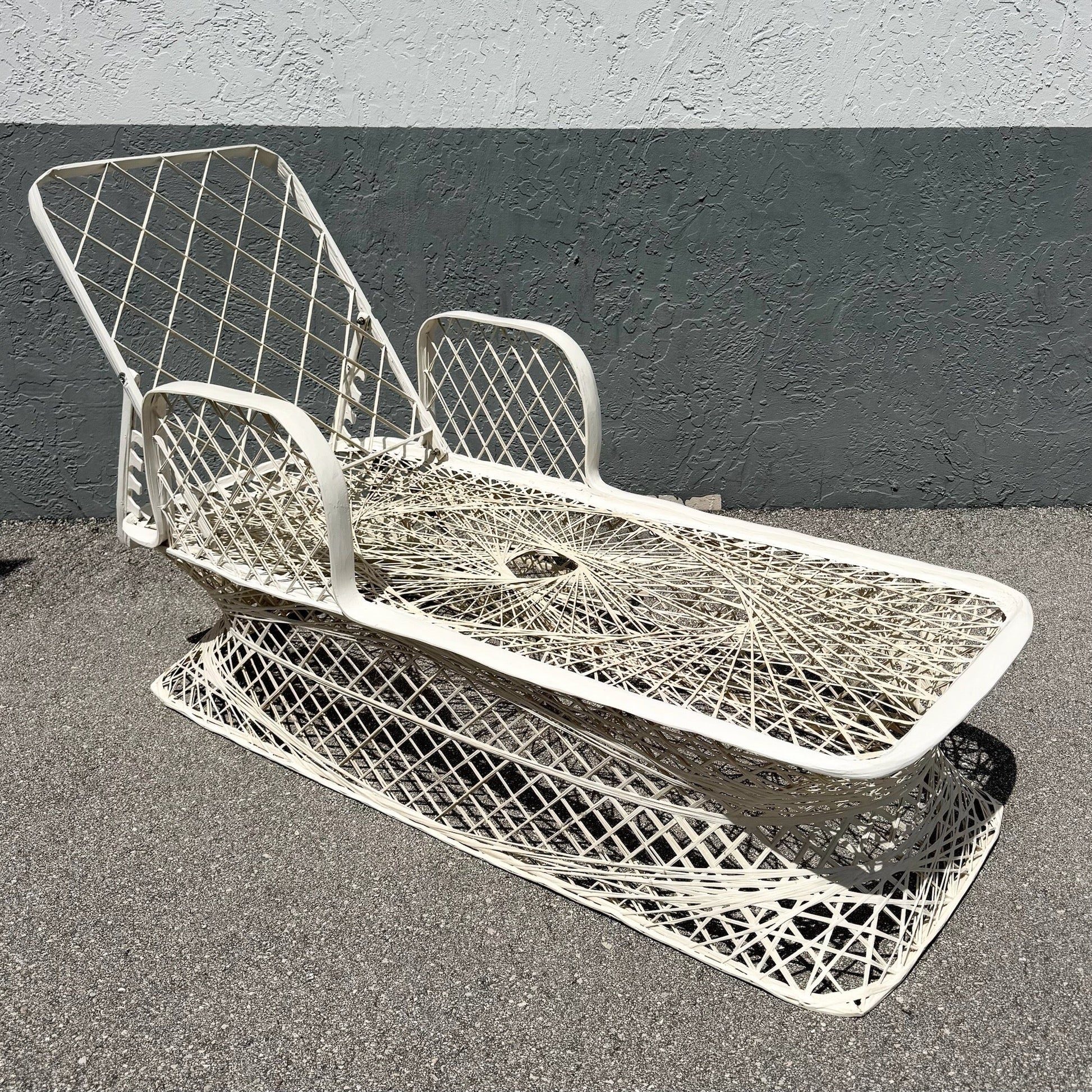 Mid Century Modern Spun Fiberglass Adjustable Chaise Dolphin & Flamingo