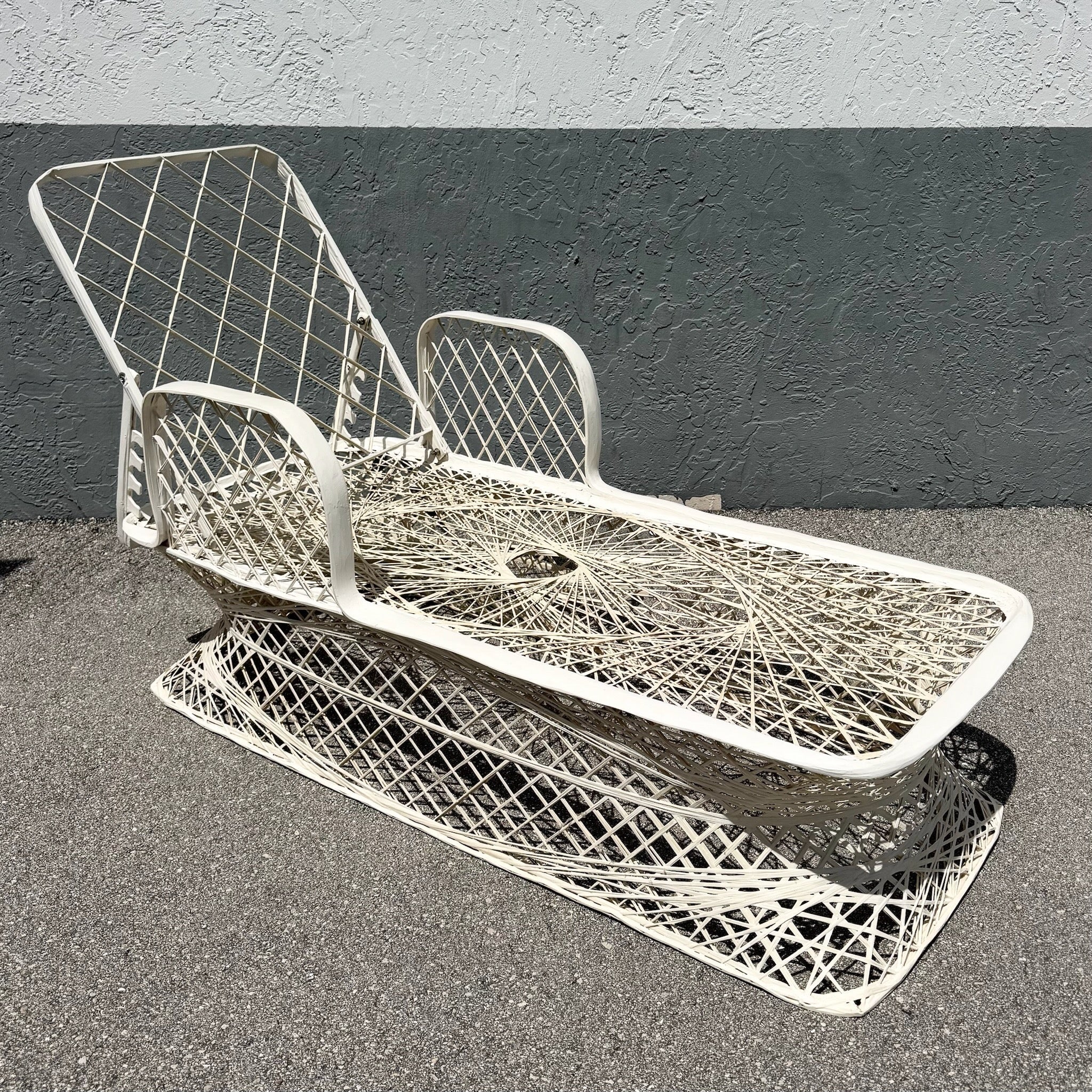 Mid Century Modern Spun Fiberglass Adjustable Chaise Dolphin & Flamingo