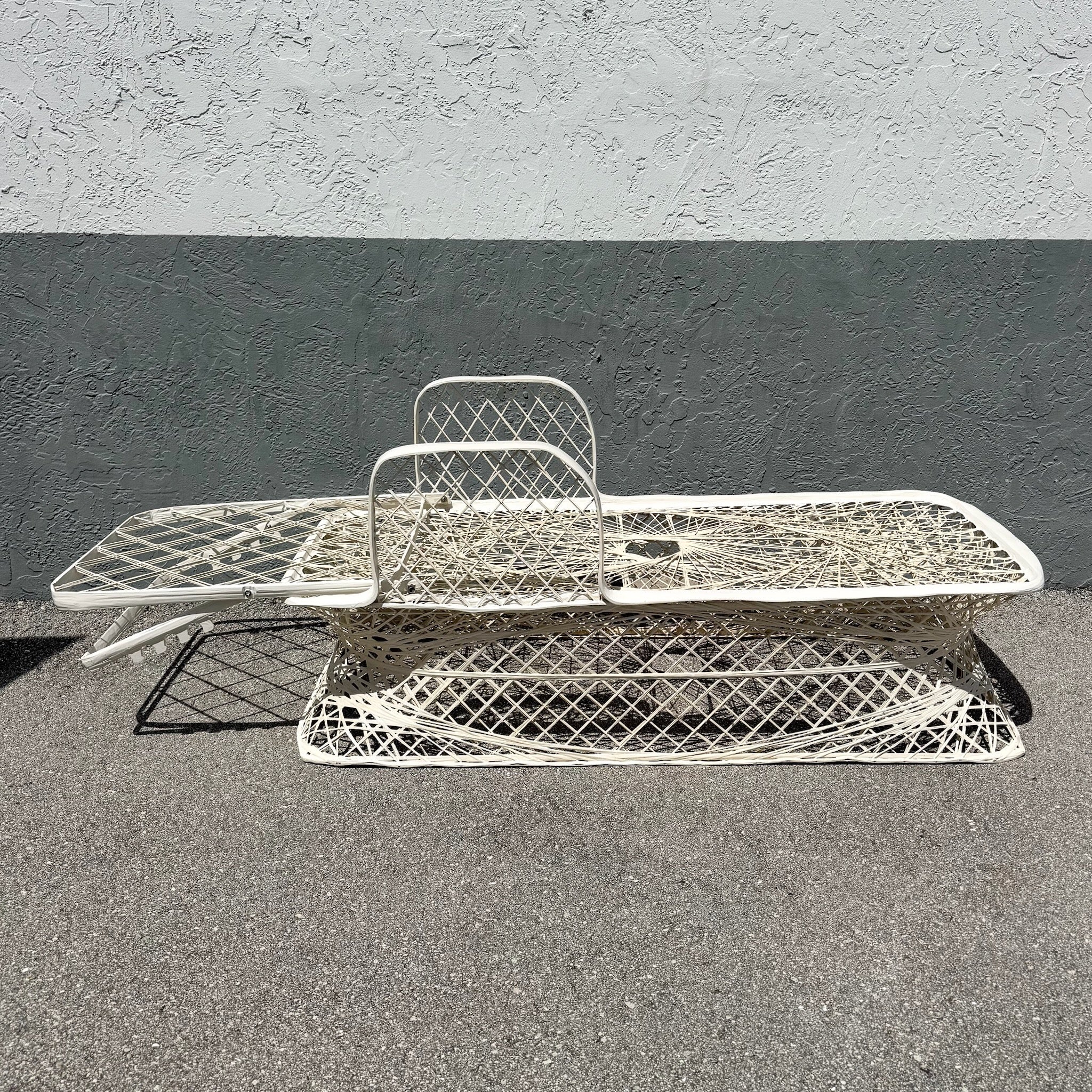 Mid Century Modern Spun Fiberglass Adjustable Chaise Dolphin & Flamingo