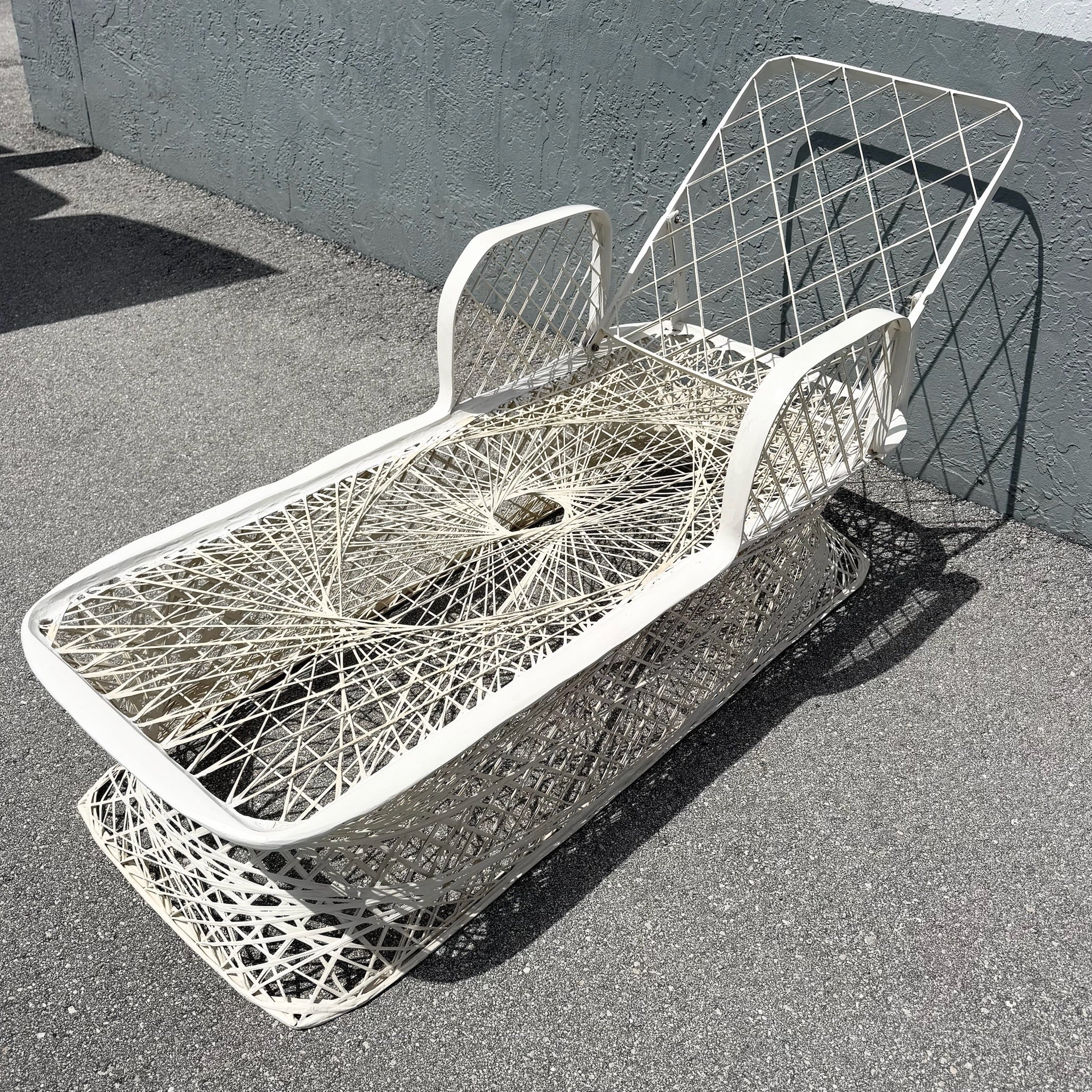 Mid Century Modern Spun Fiberglass Adjustable Chaise Dolphin & Flamingo