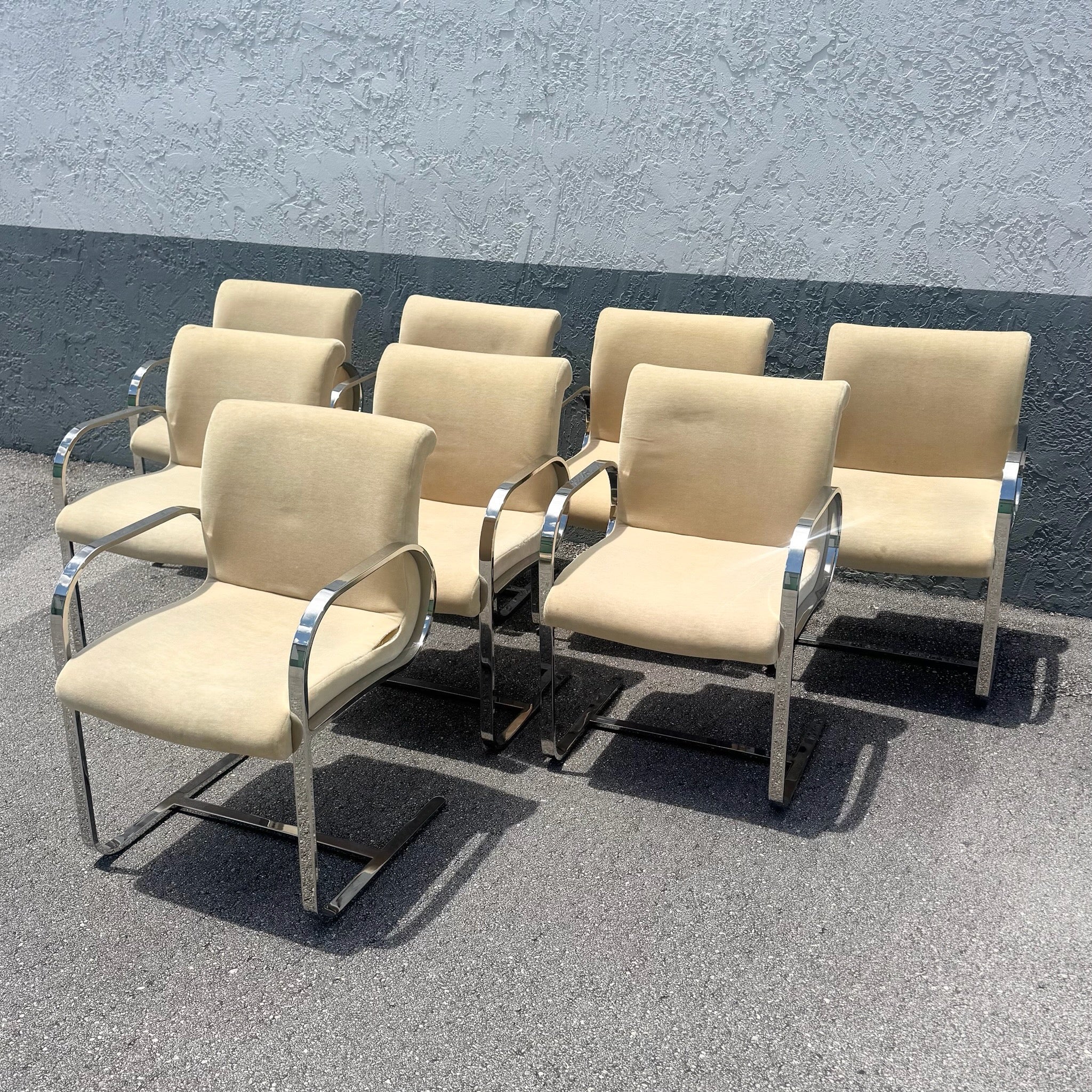 Mid Century Modern Miles Van Der Rohe Brno Style Cantilever Dining Chairs - Set of 8 Dolphin & Flamingo