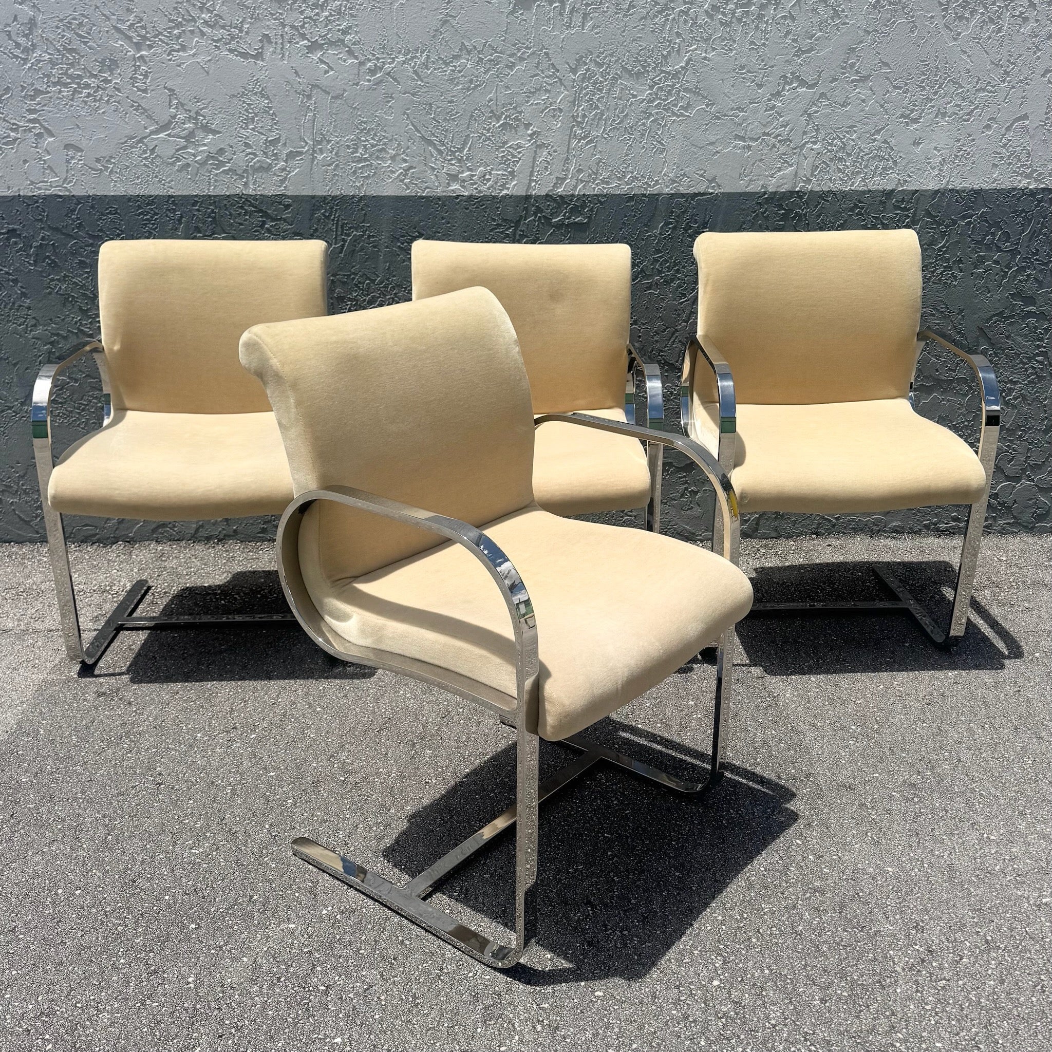 Mid Century Modern Miles Van Der Rohe Brno Style Cantilever Dining Chairs - Set of 4 Dolphin & Flamingo