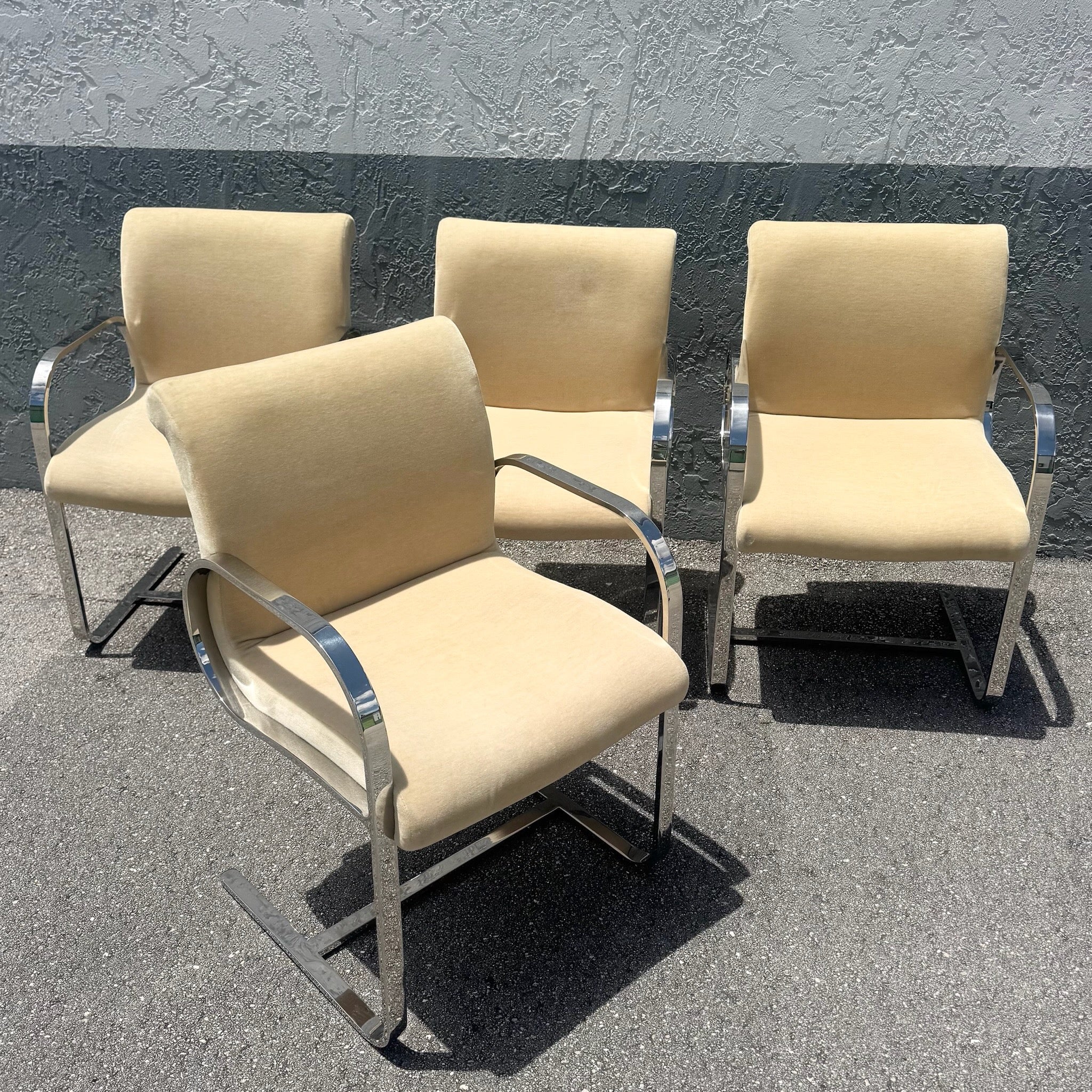 Mid Century Modern Miles Van Der Rohe Brno Style Cantilever Dining Chairs - Set of 4 Dolphin & Flamingo