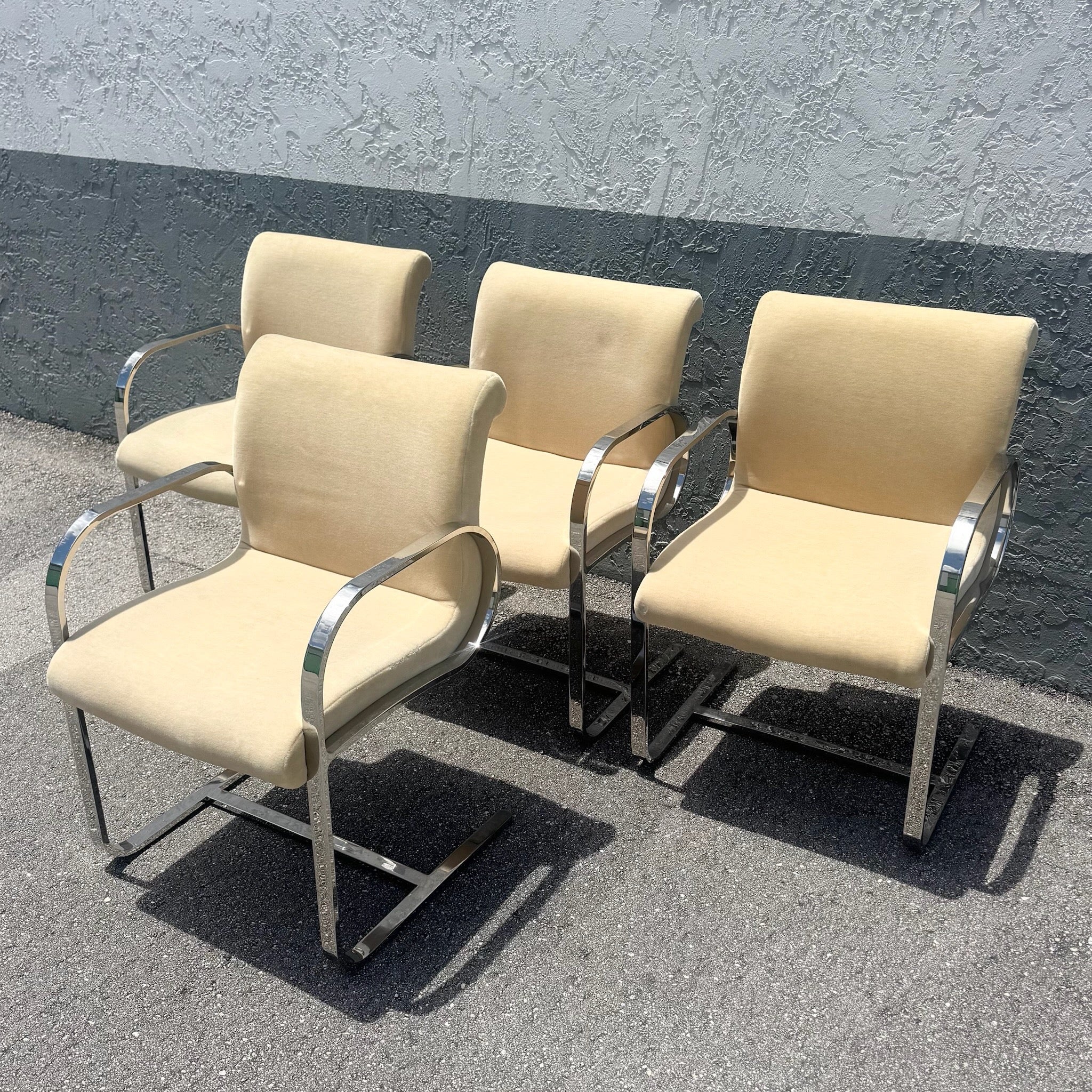 Mid Century Modern Miles Van Der Rohe Brno Style Cantilever Dining Chairs - Set of 4 Dolphin & Flamingo