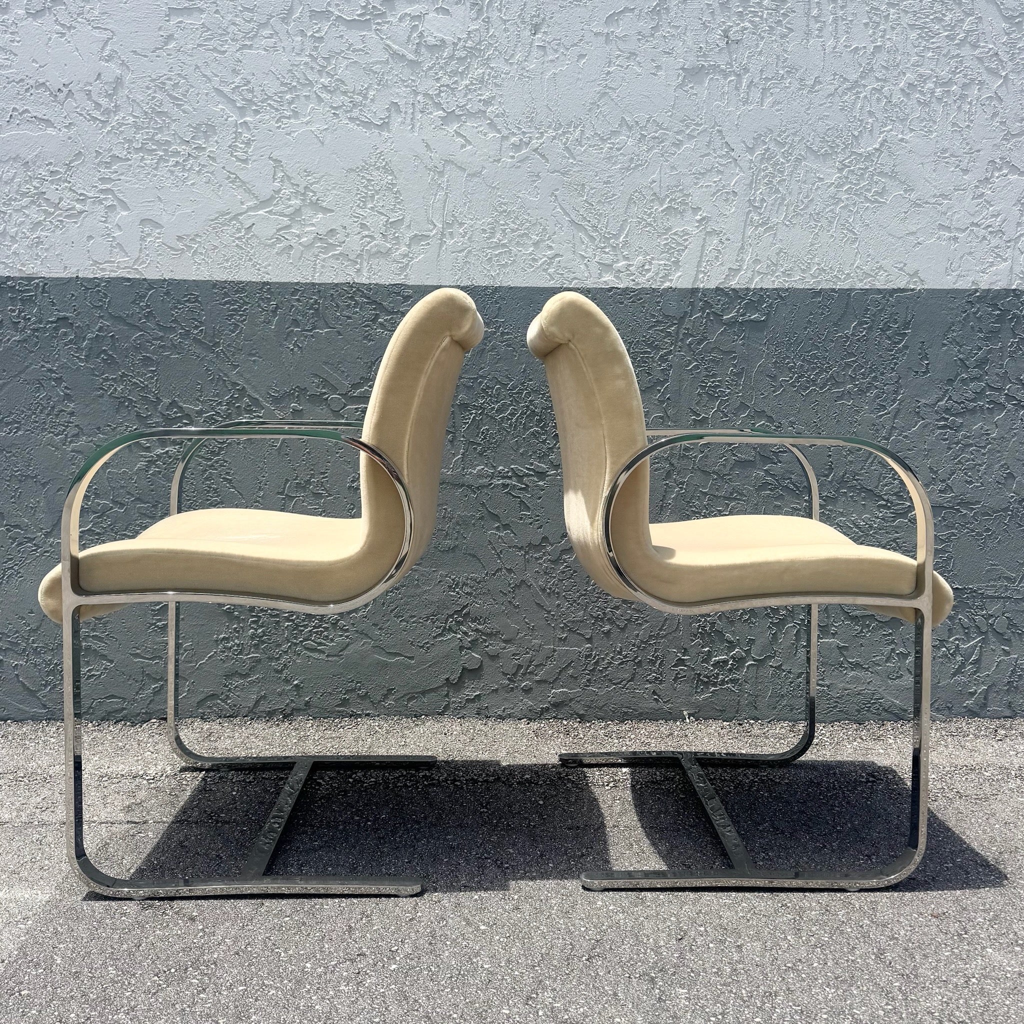 Mid Century Modern Miles Van Der Rohe Brno Style Cantilever Dining Chairs - Set of 8 Dolphin & Flamingo