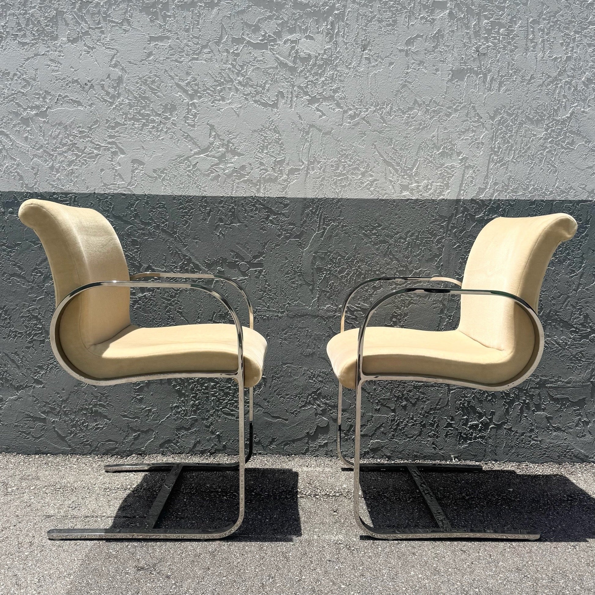 Mid Century Modern Miles Van Der Rohe Brno Style Cantilever Dining Chairs - Set of 8 Dolphin & Flamingo