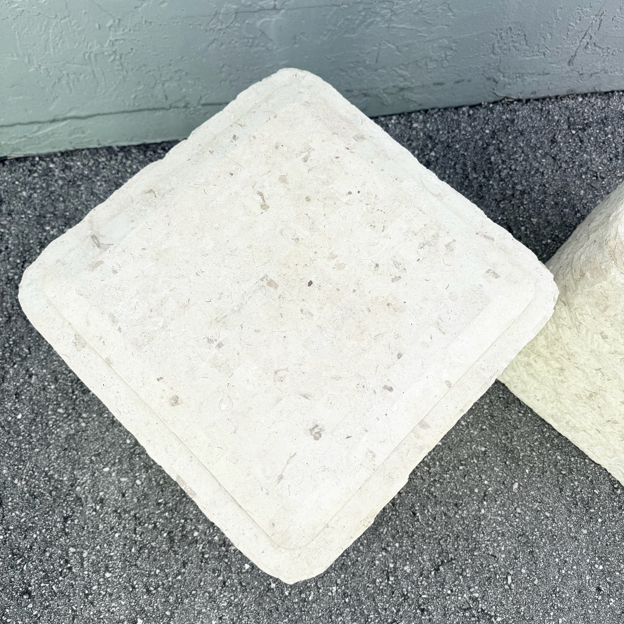 Postmodern Tessellated Stone Swivel Top Side Table With Storage - A Pair Dolphin & Flamingo