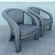 Postmodern Silver and Black Leopard Print Lounge Chairs - A Pair Dolphin & Flamingo