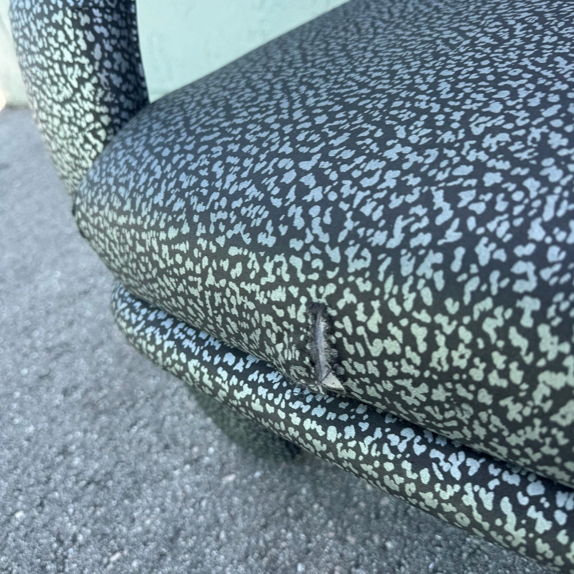 Postmodern Silver and Black Leopard Print Lounge Chairs - A Pair Dolphin & Flamingo