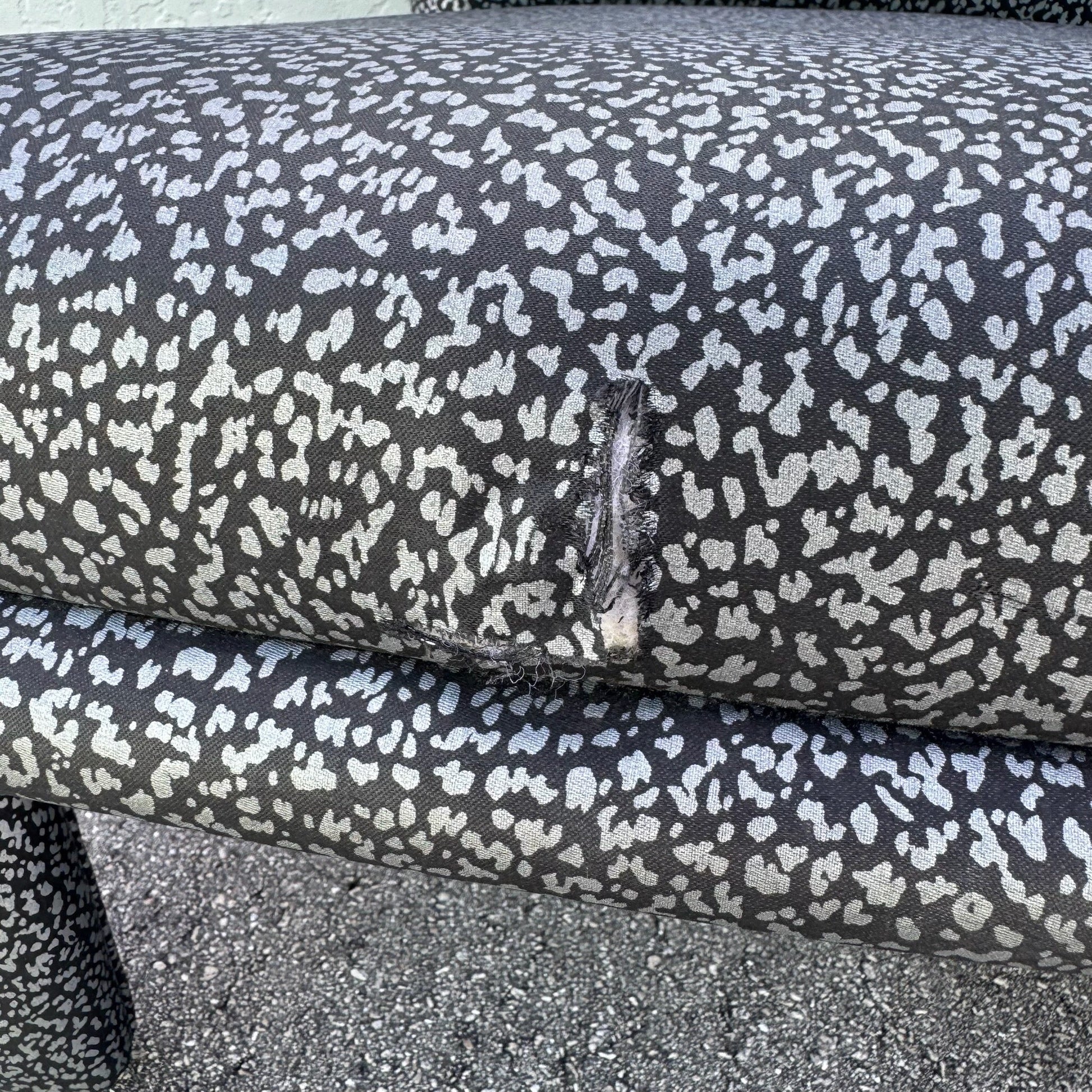 Postmodern Silver and Black Leopard Print Lounge Chairs - A Pair Dolphin & Flamingo
