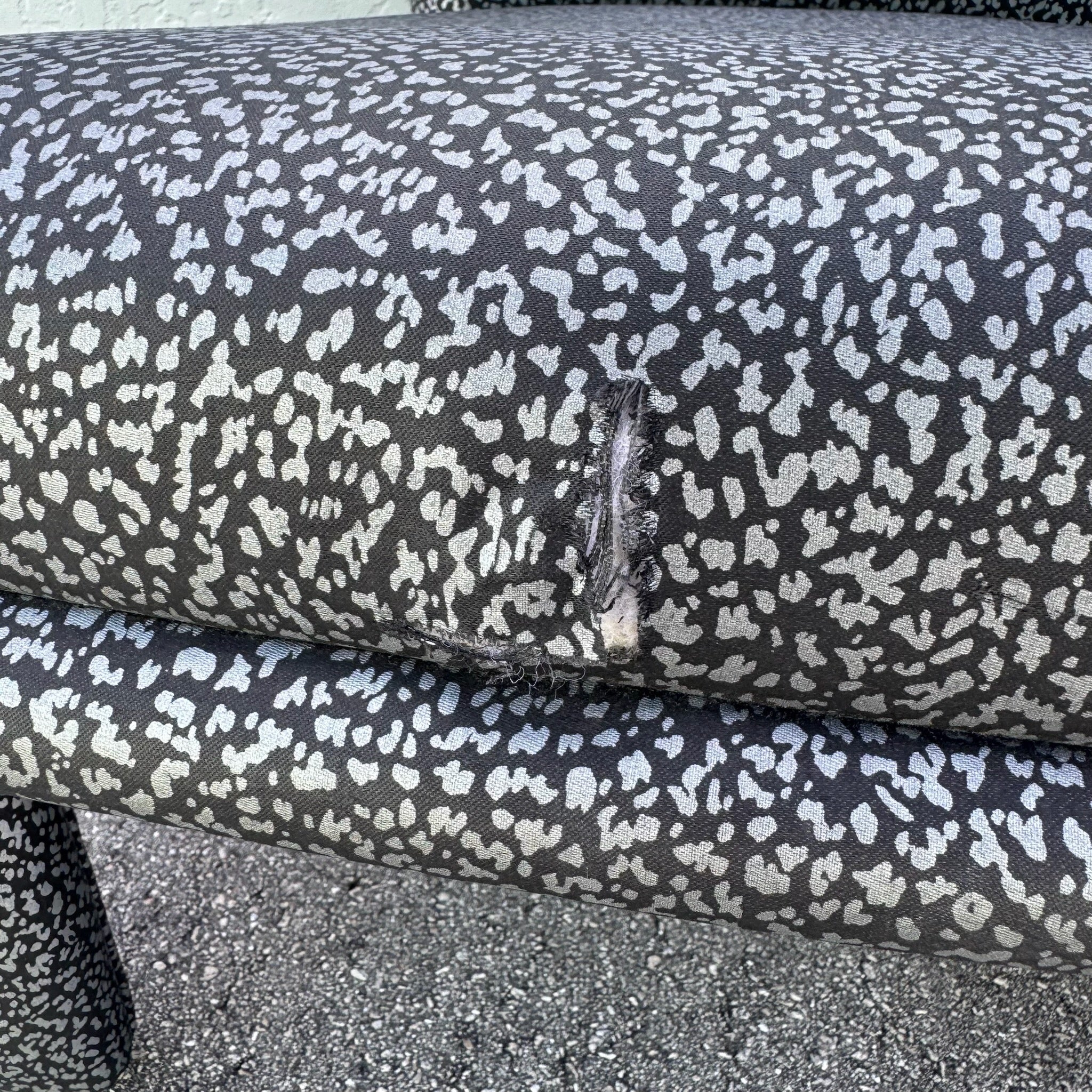 Postmodern Silver and Black Leopard Print Lounge Chairs - A Pair Dolphin & Flamingo
