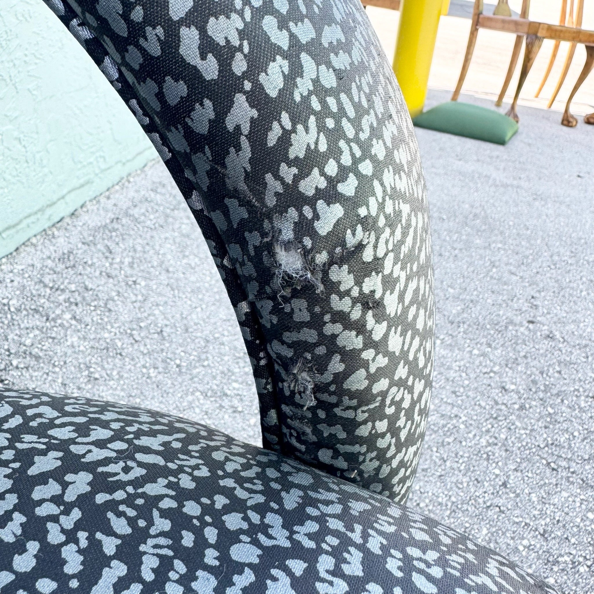 Postmodern Silver and Black Leopard Print Lounge Chairs - A Pair Dolphin & Flamingo
