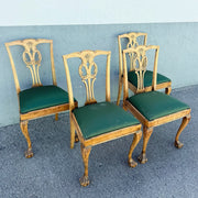 Vintage Chippendale Style Ball in Claw Dining Chairs - Set of 4 Dolphin & Flamingo