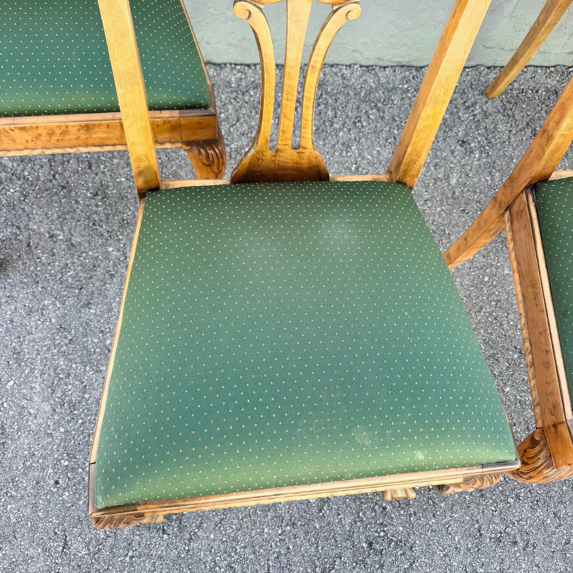 Vintage Chippendale Style Ball in Claw Dining Chairs - Set of 4 Dolphin & Flamingo