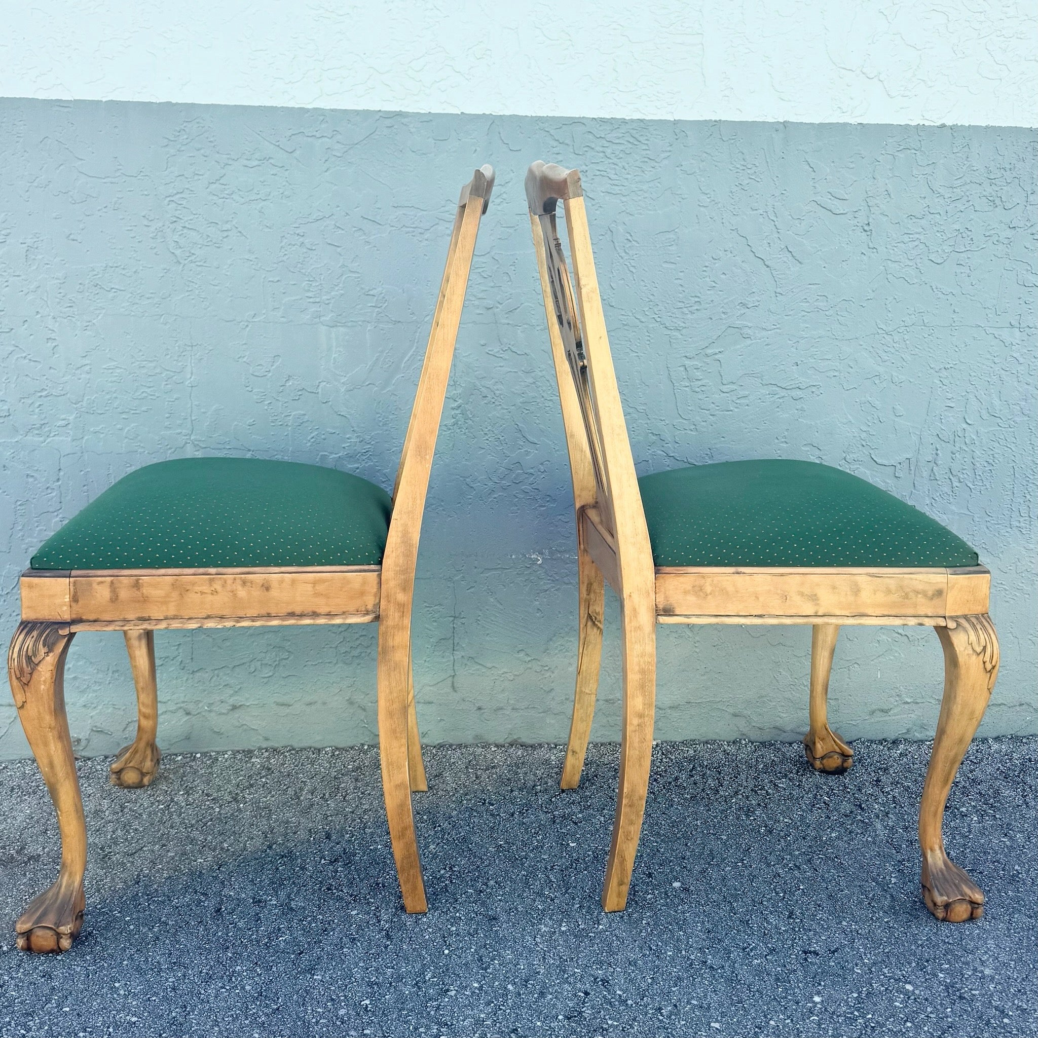 Vintage Chippendale Style Ball in Claw Dining Chairs - Set of 4 Dolphin & Flamingo