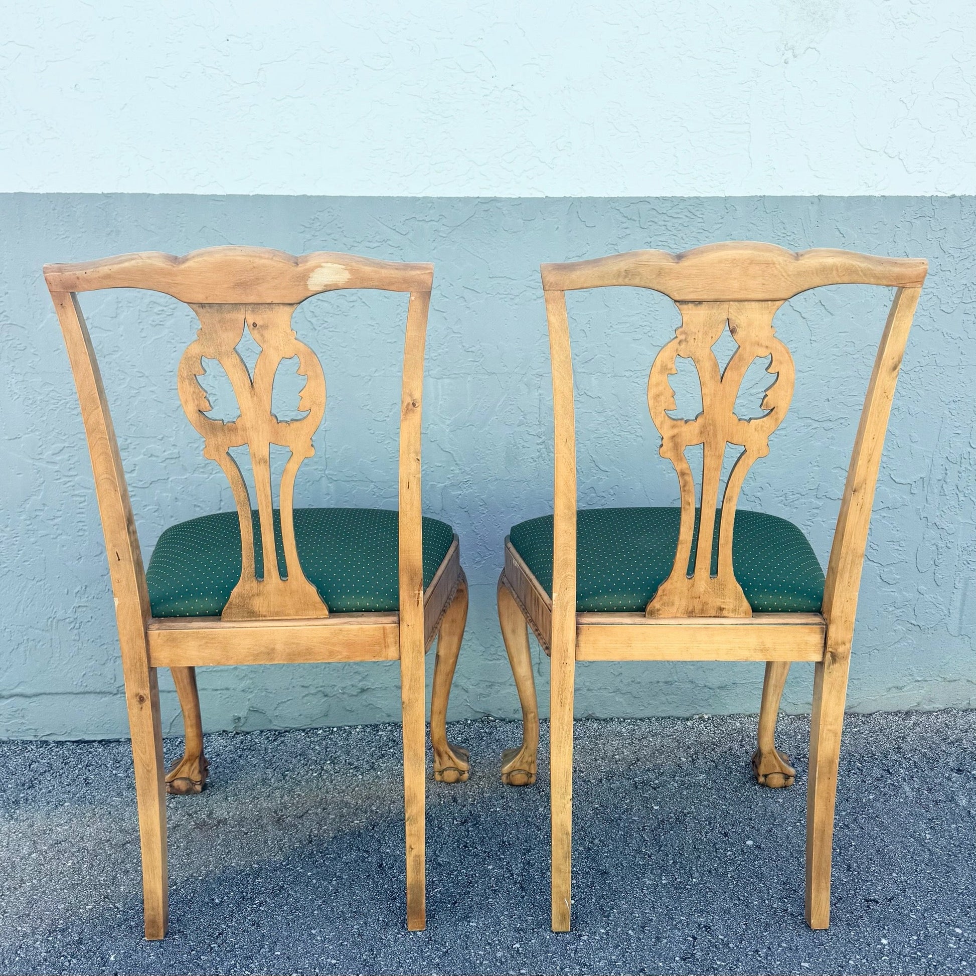 Vintage Chippendale Style Ball in Claw Dining Chairs - Set of 4 Dolphin & Flamingo