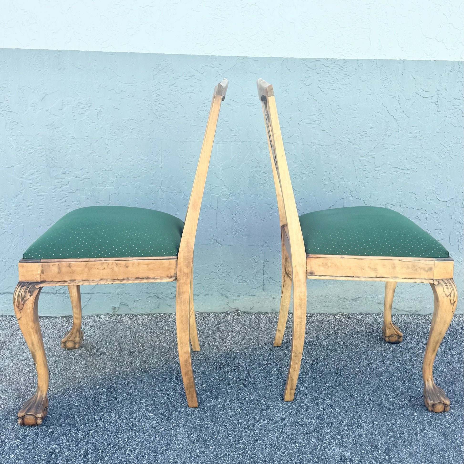 Vintage Chippendale Style Ball in Claw Dining Chairs - Set of 4 Dolphin & Flamingo