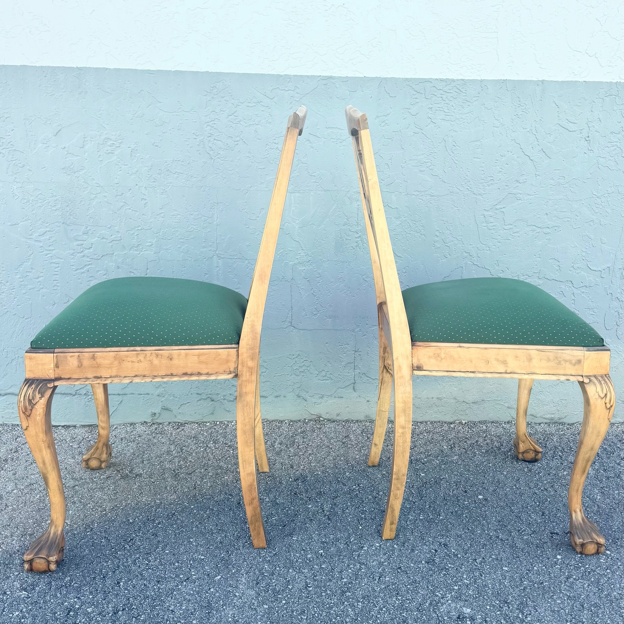 Vintage Chippendale Style Ball in Claw Dining Chairs - Set of 4 Dolphin & Flamingo