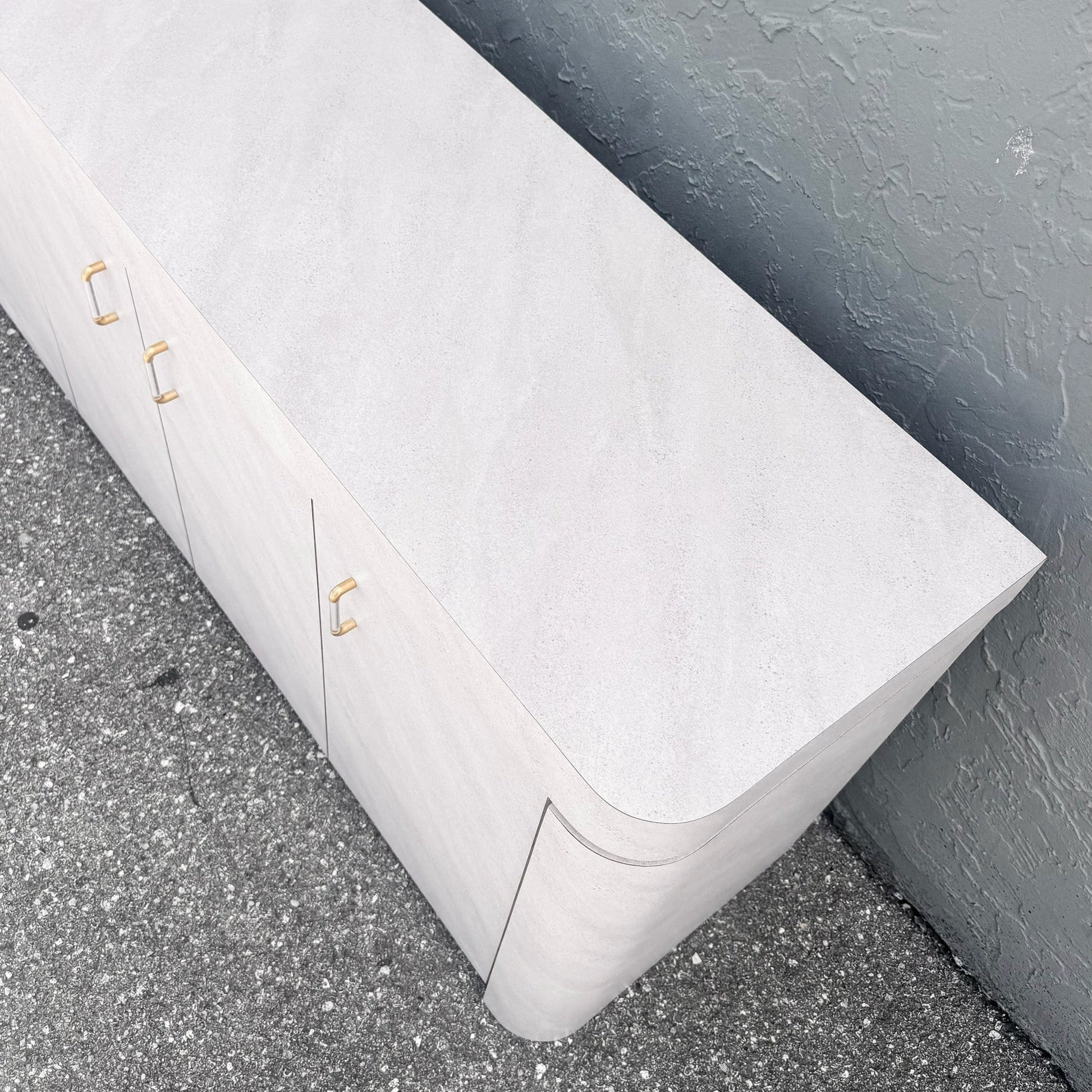 Postmodern Lavender Textured Laminate Credenza With Gold Accent Dolphin & Flamingo