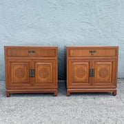 Taiwanese Walnut Cubic Side Tables/Nighstands by Ricardo Lynn - A Pair Dolphin & Flamingo