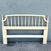 Vintage Coastal Cream and Pink Queen Size Headboard by Thomasville Dolphin & Flamingo