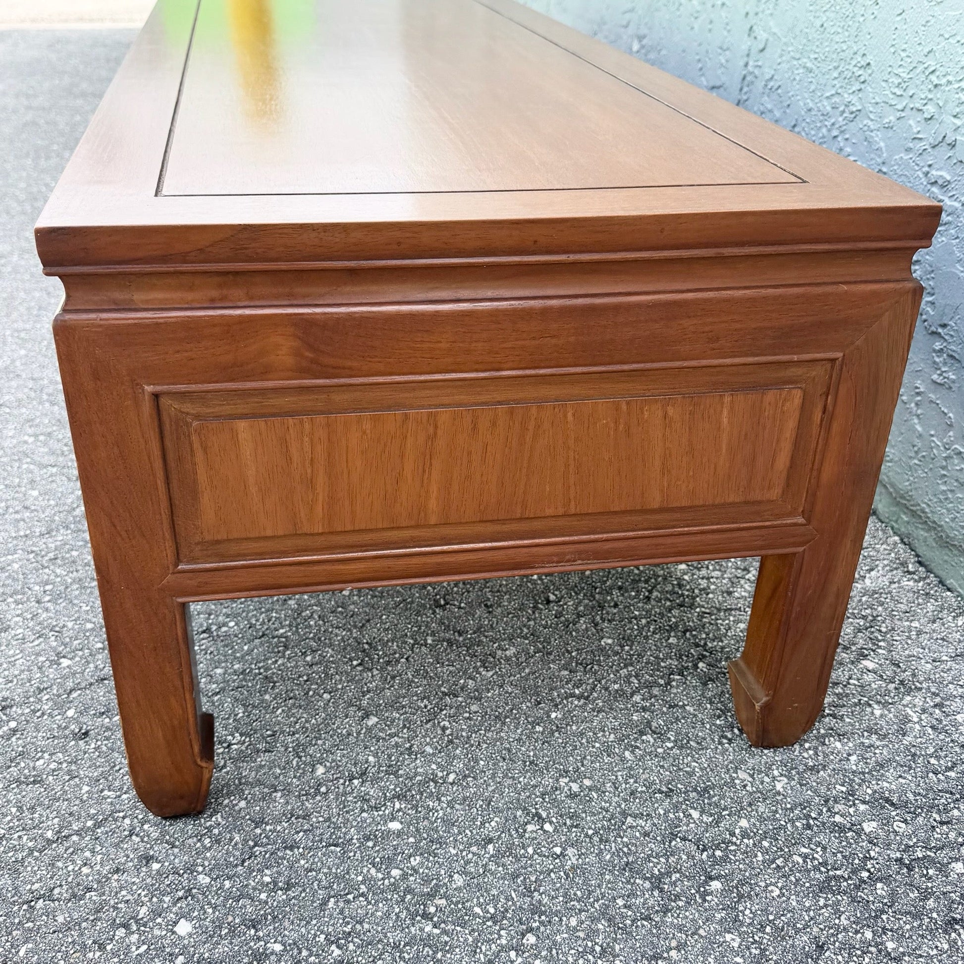 Taiwanese Ming Style Walnut Coffee Table by Ricardo Lynn Dolphin & Flamingo
