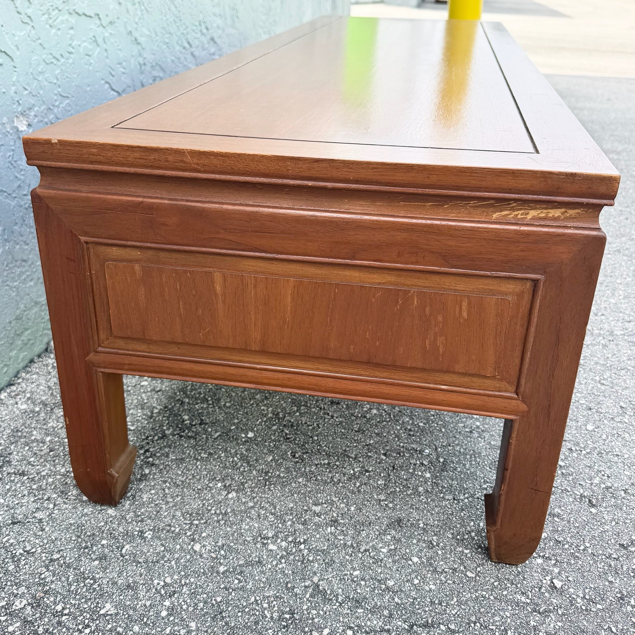 Taiwanese Ming Style Walnut Coffee Table by Ricardo Lynn Dolphin & Flamingo