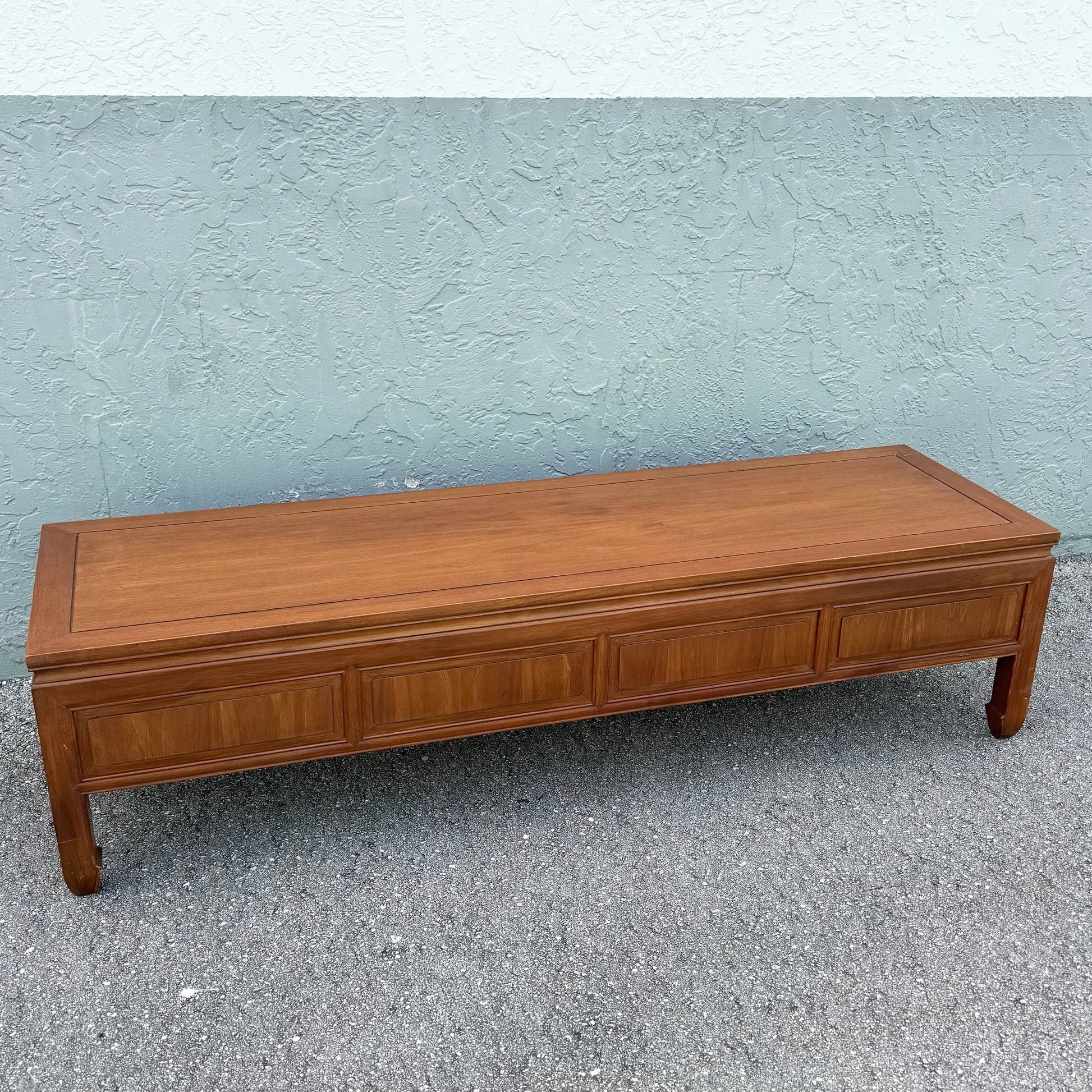 Taiwanese Ming Style Walnut Coffee Table by Ricardo Lynn Dolphin & Flamingo