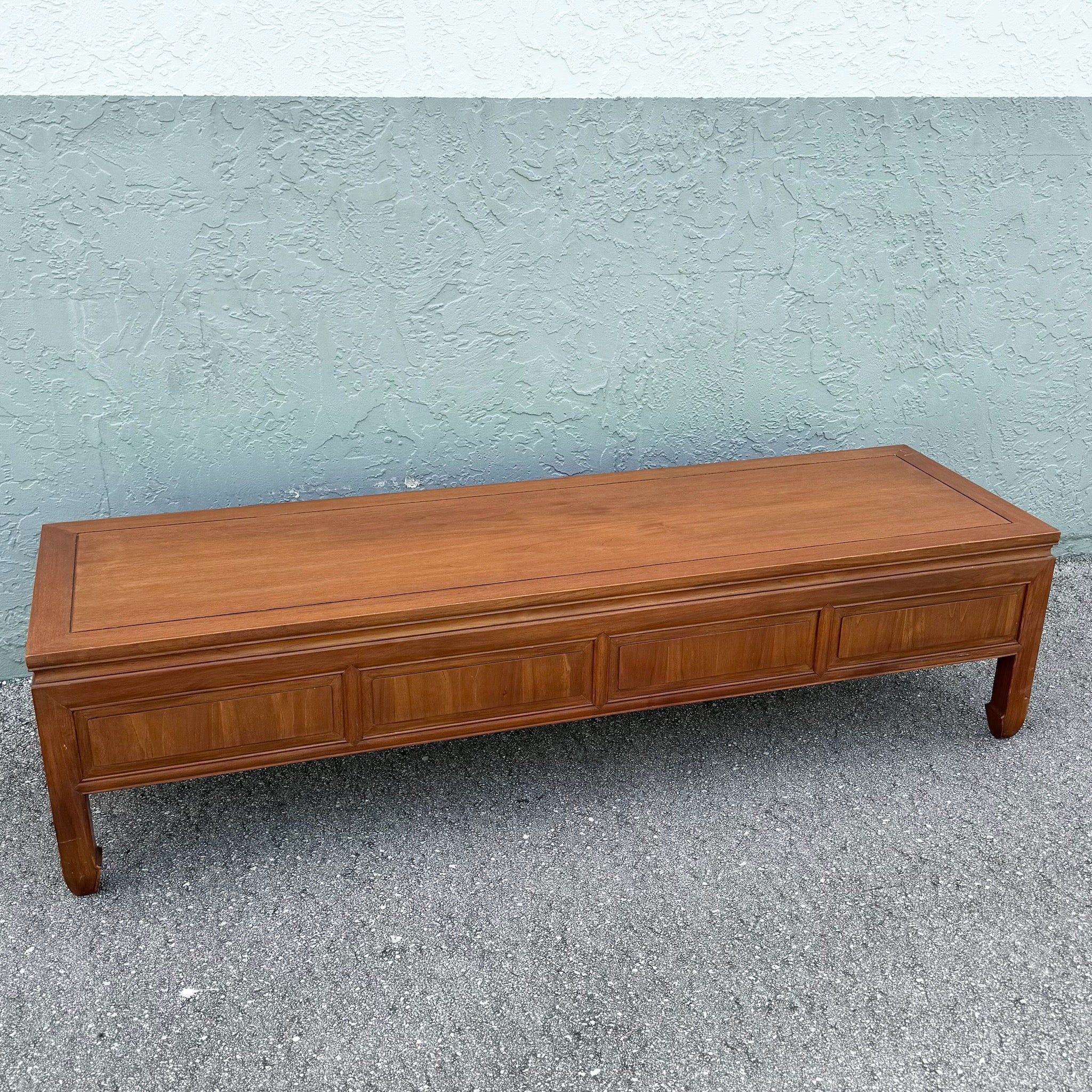 Taiwanese Ming Style Walnut Coffee Table by Ricardo Lynn Dolphin & Flamingo