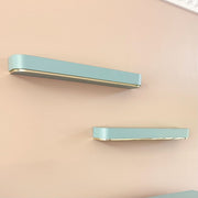 Postmodern Baby Blue Laminate Floating Sconce Shelves With Gold Accents - A Pair Dolphin & Flamingo