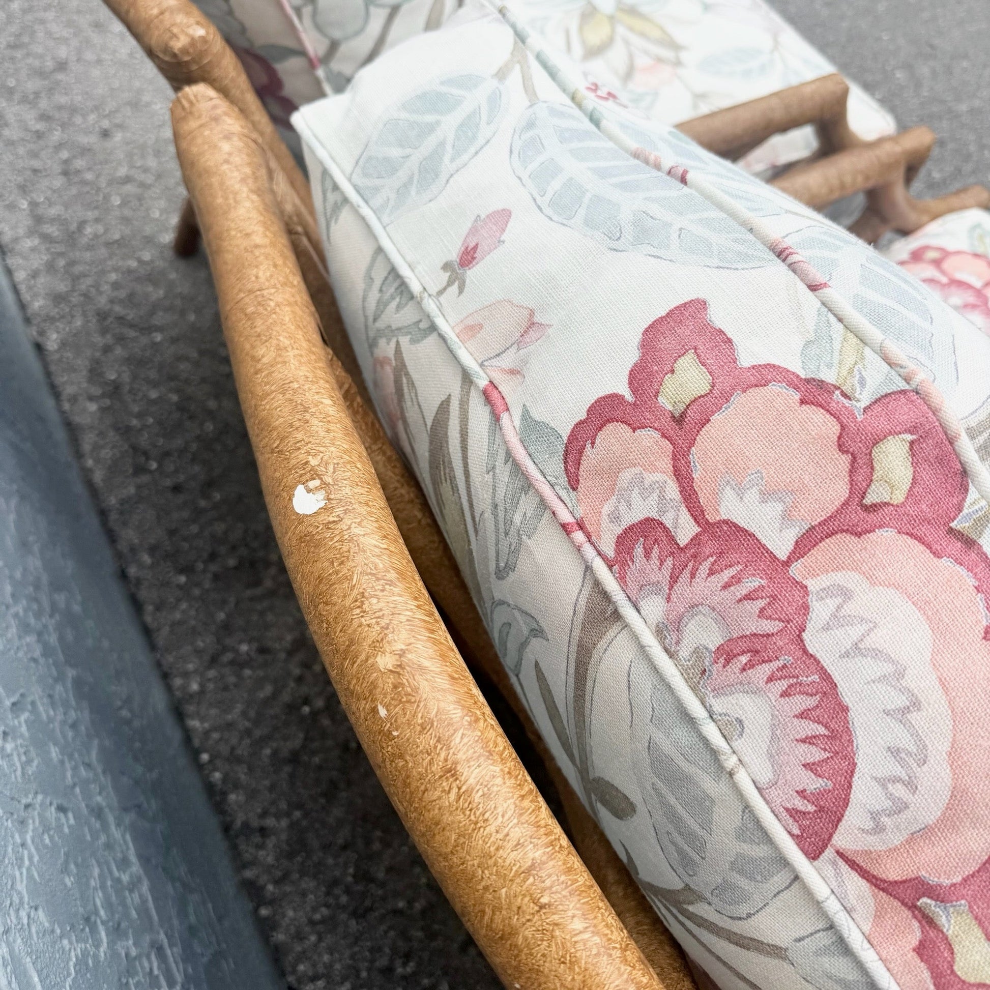 Boho Chic Rattan Chippendale Style Lounge Chairs by David Francis - A Pair Dolphin & Flamingo