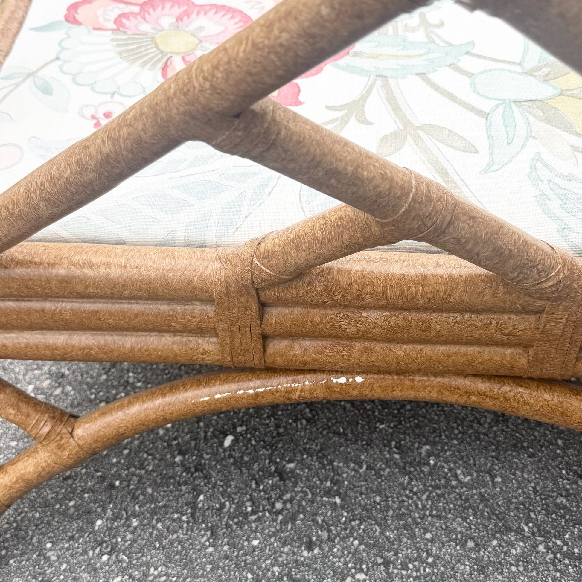 Boho Chic Rattan Chippendale Style Lounge Chairs by David Francis - A Pair Dolphin & Flamingo