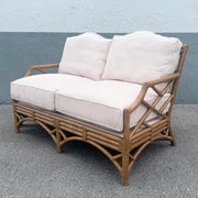 Boho Chic Rattan Chippendale Style Love Seat by David Francis Dolphin & Flamingo