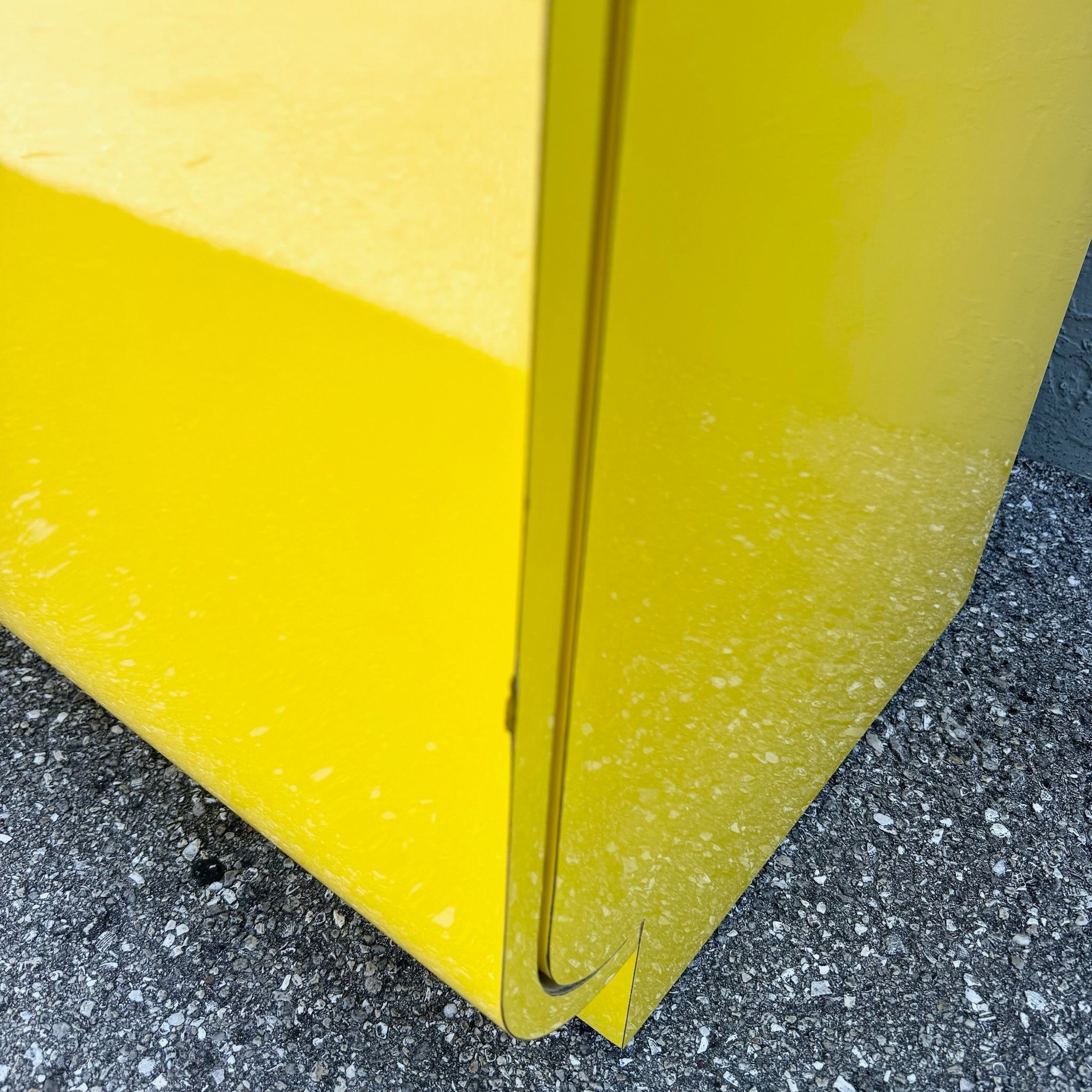 Postmodern Yellow Gloss Laminate Waterfall Dresser Dolphin & Flamingo
