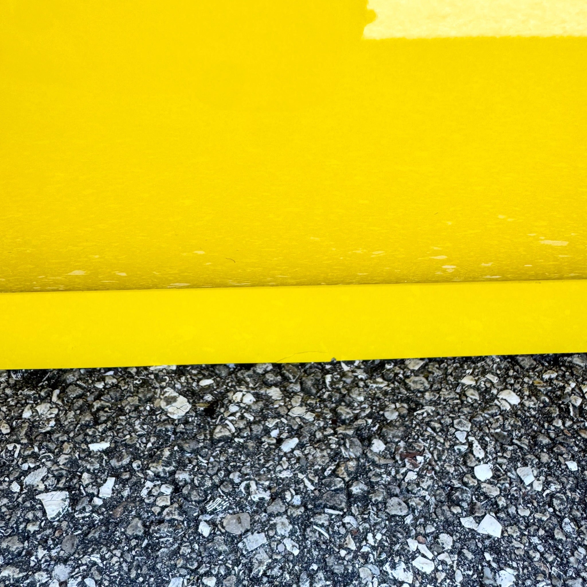 Postmodern Yellow Gloss Laminate Waterfall Dresser Dolphin & Flamingo