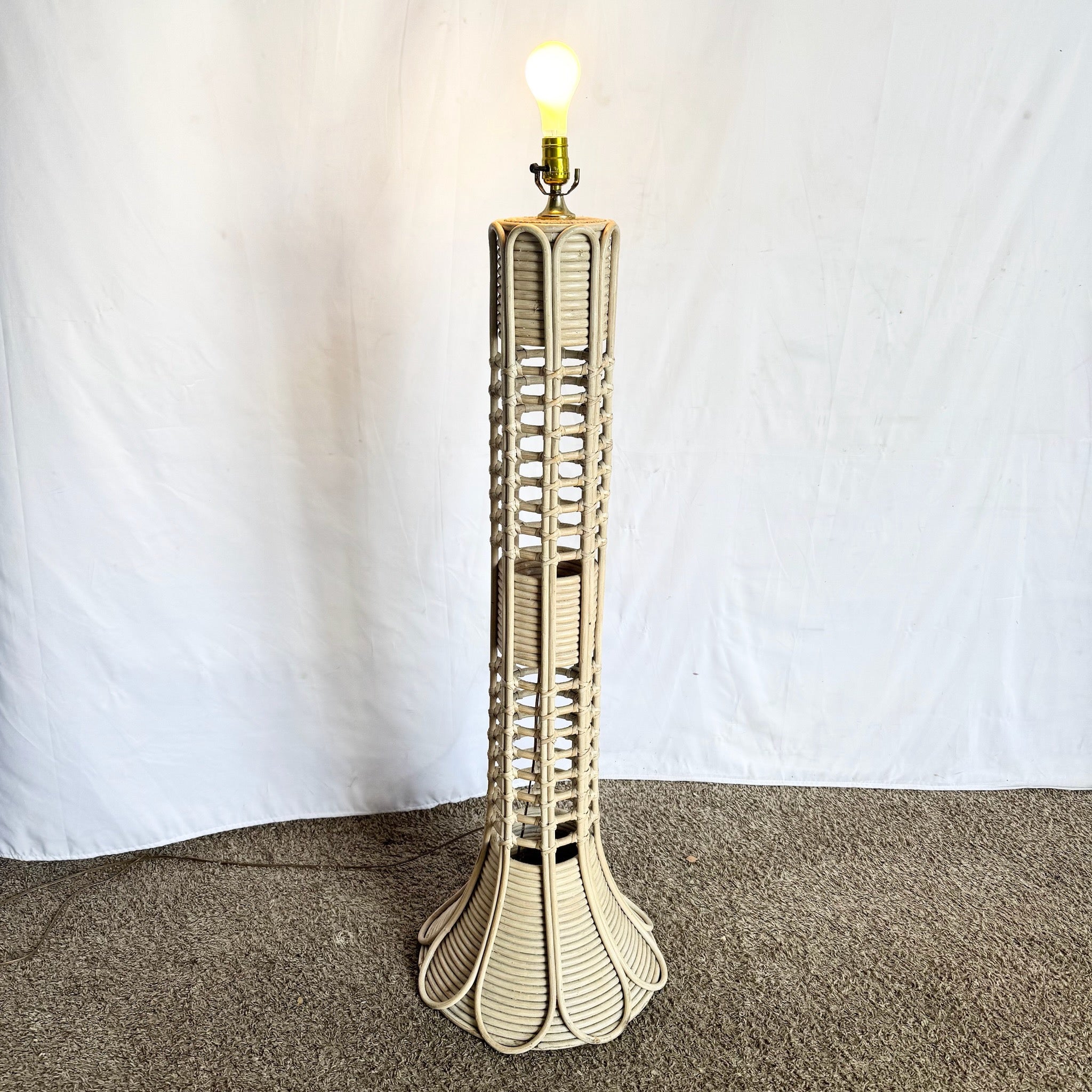 Boho Chic Gabriella Crespi Style Rattan Wicker Floor Lamp