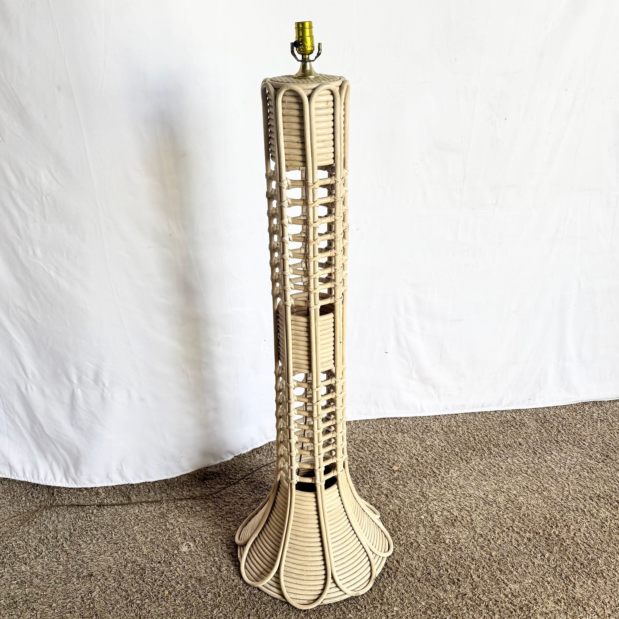 Boho Chic Gabriella Crespi Style Rattan Wicker Floor Lamp