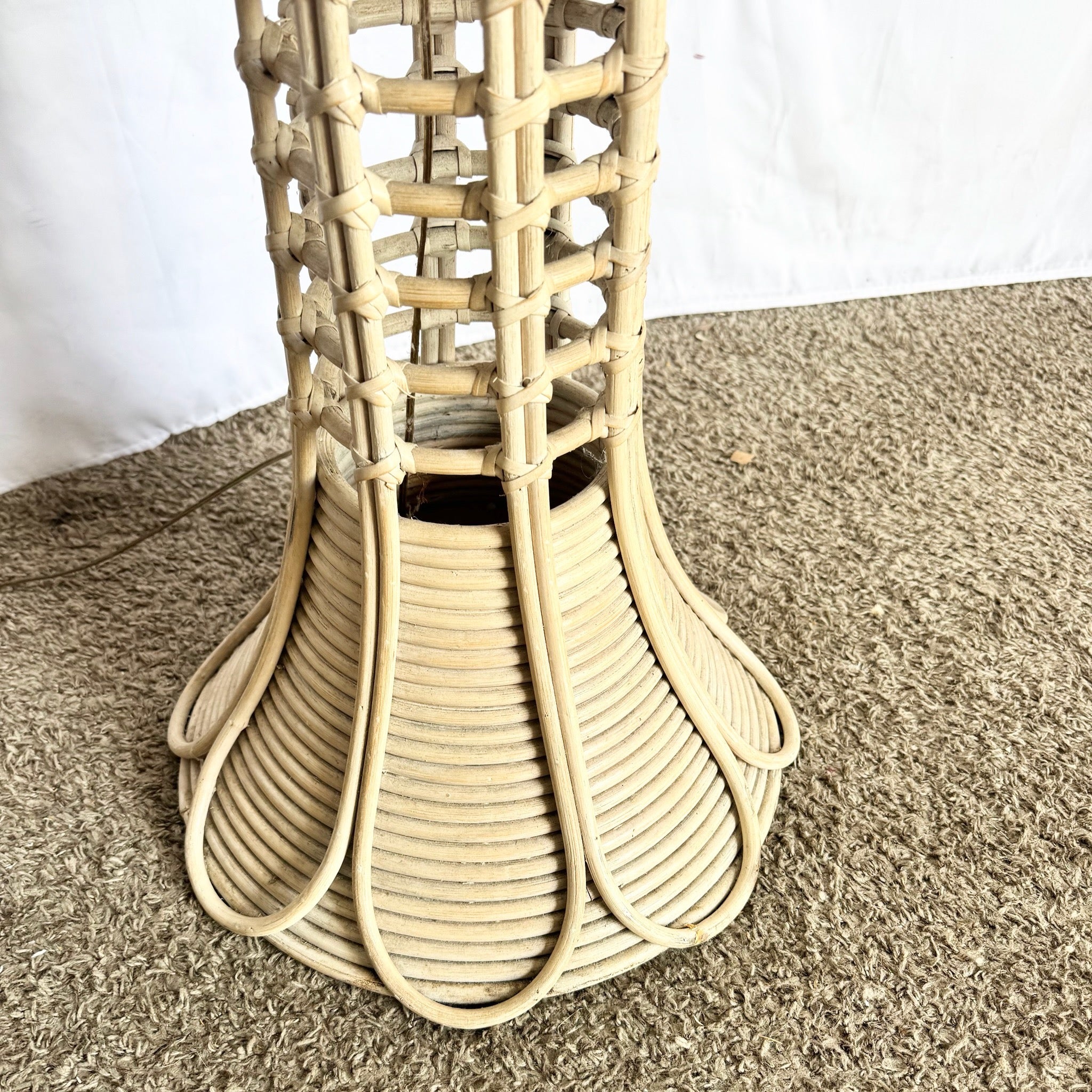 Boho Chic Gabriella Crespi Style Rattan Wicker Floor Lamp