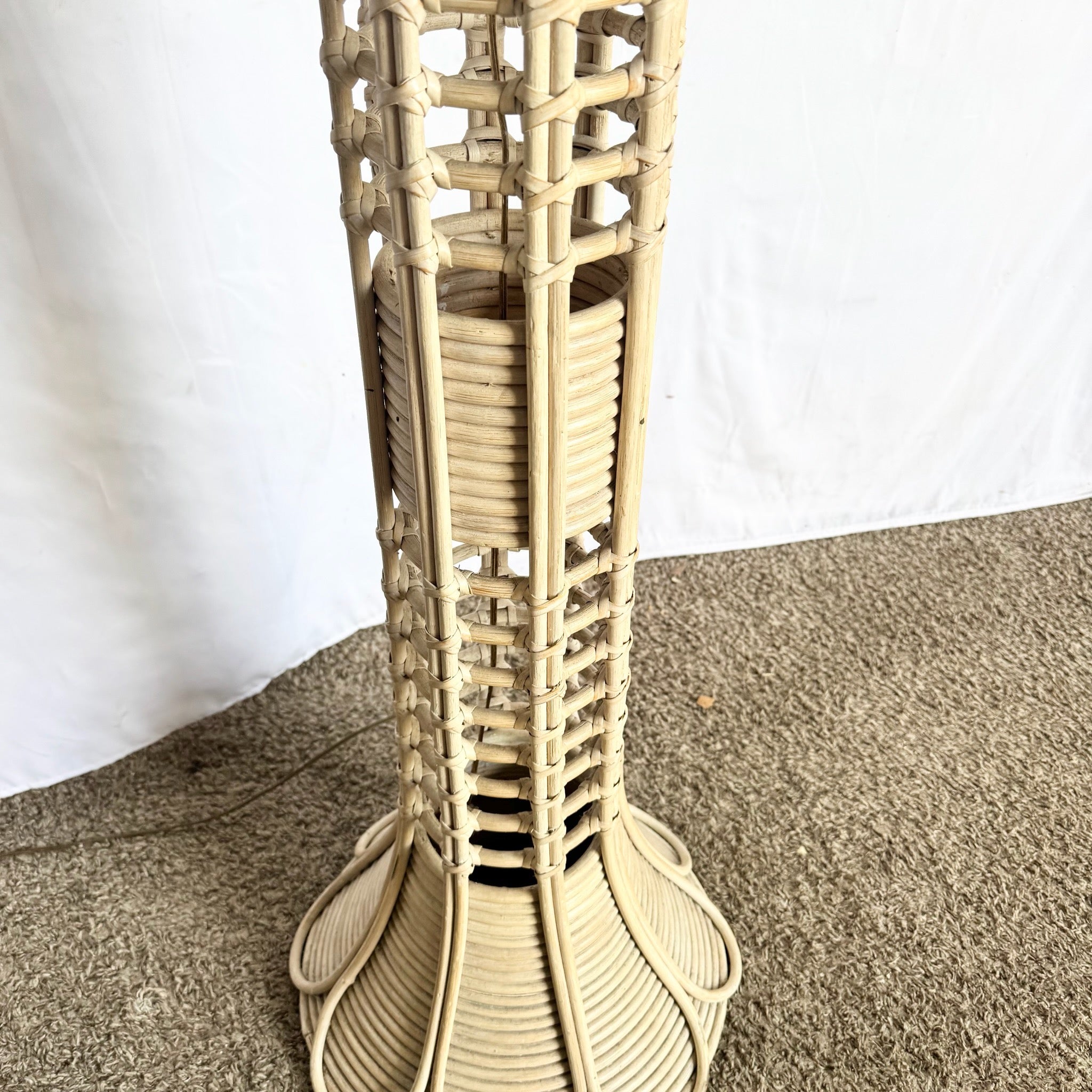 Boho Chic Gabriella Crespi Style Rattan Wicker Floor Lamp